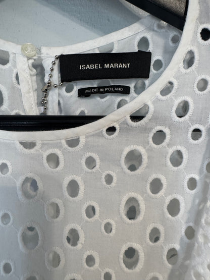 Isabel Marant White Cotton Broderie Short Dress