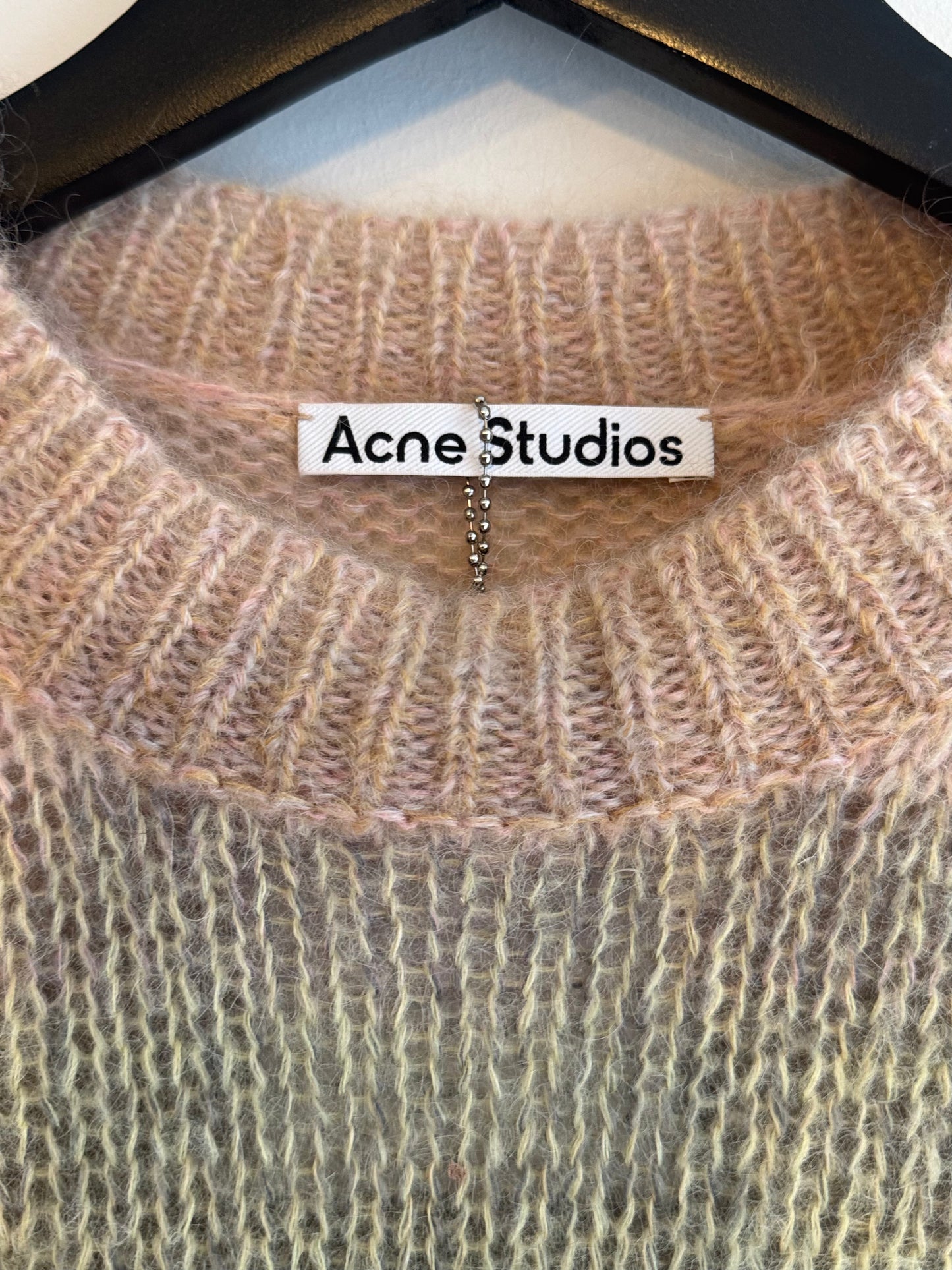 Acne Studios dusky pink/camel ombre stripe jumper.