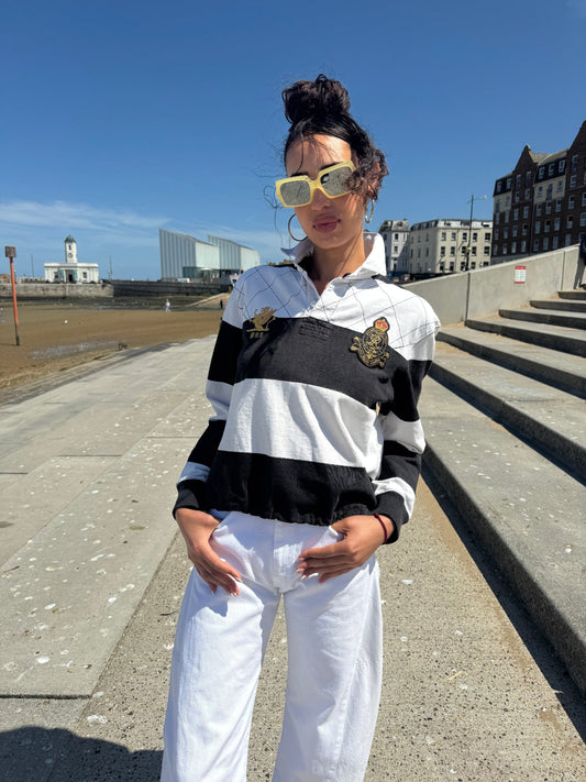 Earl Ralph Lauren Black/White Long Sleeve Rugby Shirt