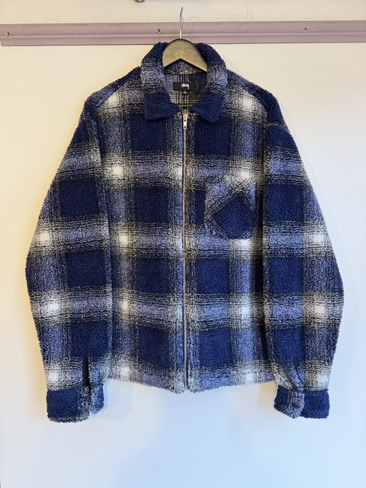 Stussy Blue Check Fleece Jacket