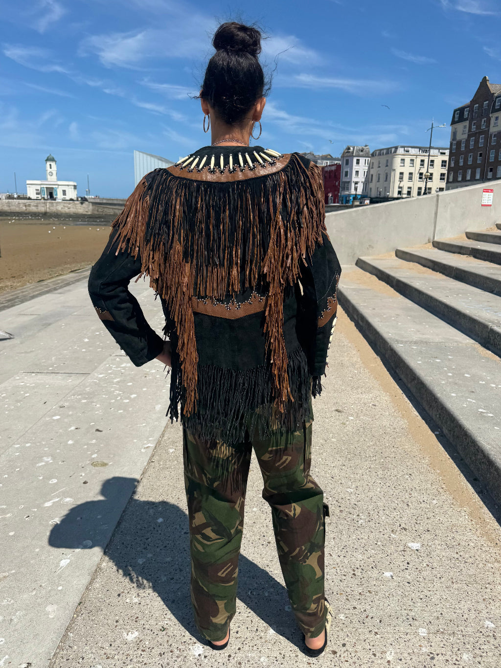 Vintage Black Suede Bead Jacket