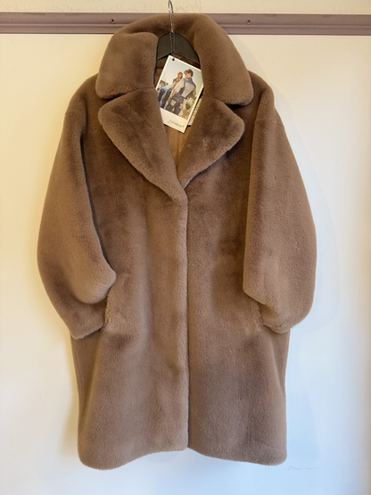 Stand Studio Taupe Luxury Faux Fur Jacket