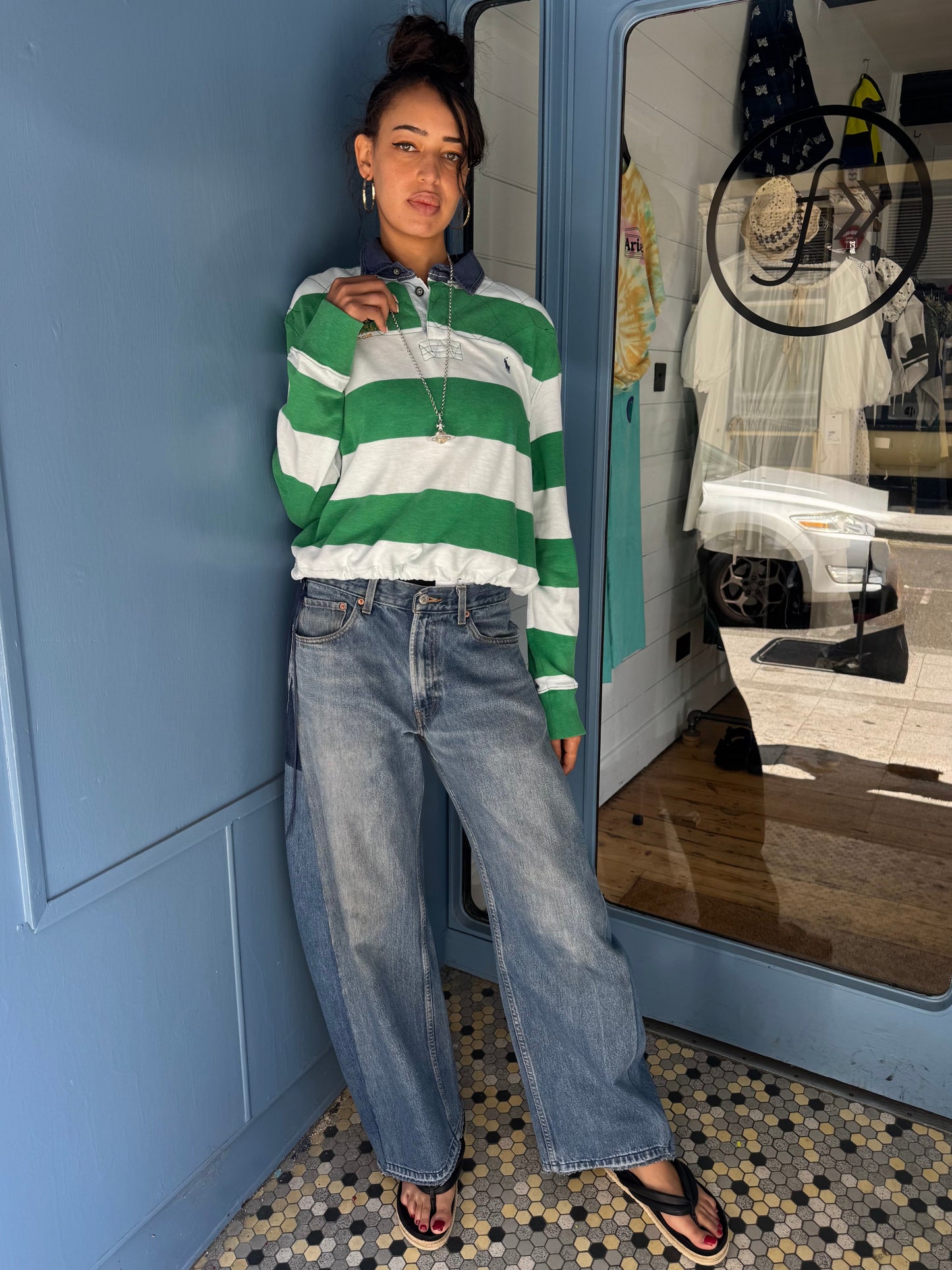 Angel Mid Wash Aged Barrel Upcycled Jean