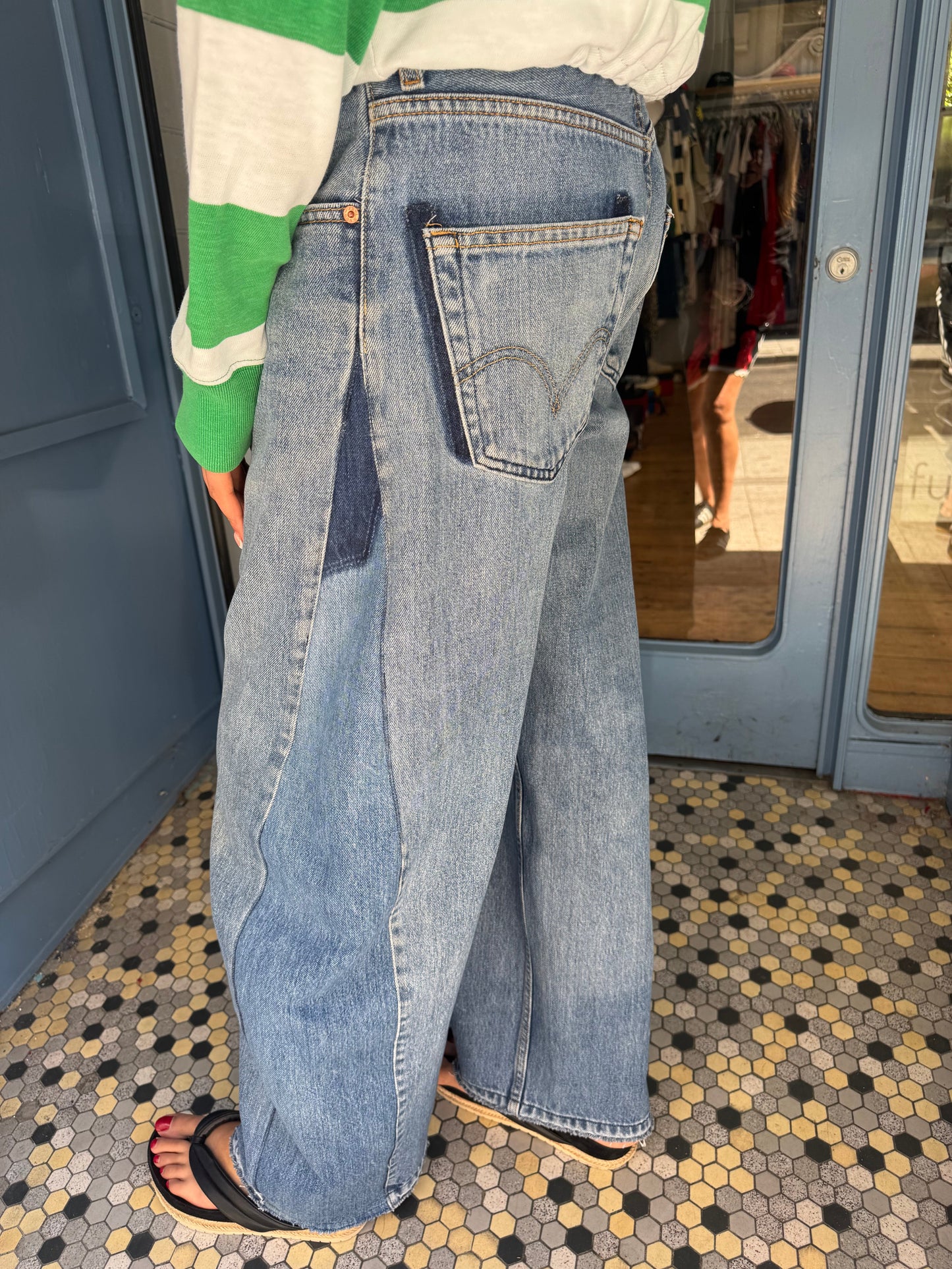 Angel Mid Wash Aged Barrel Upcycled Jean