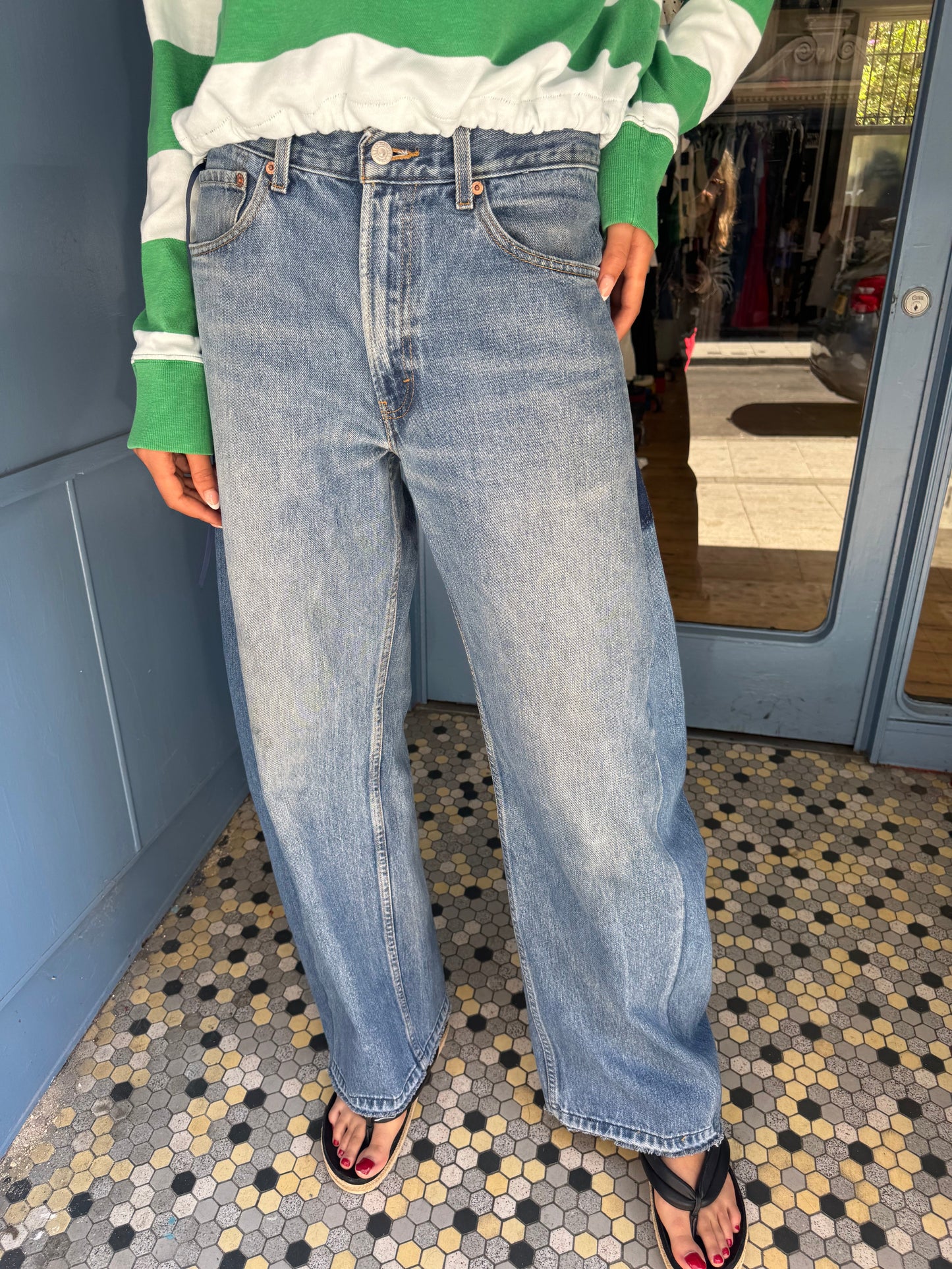 Angel Mid Wash Aged Barrel Upcycled Jean