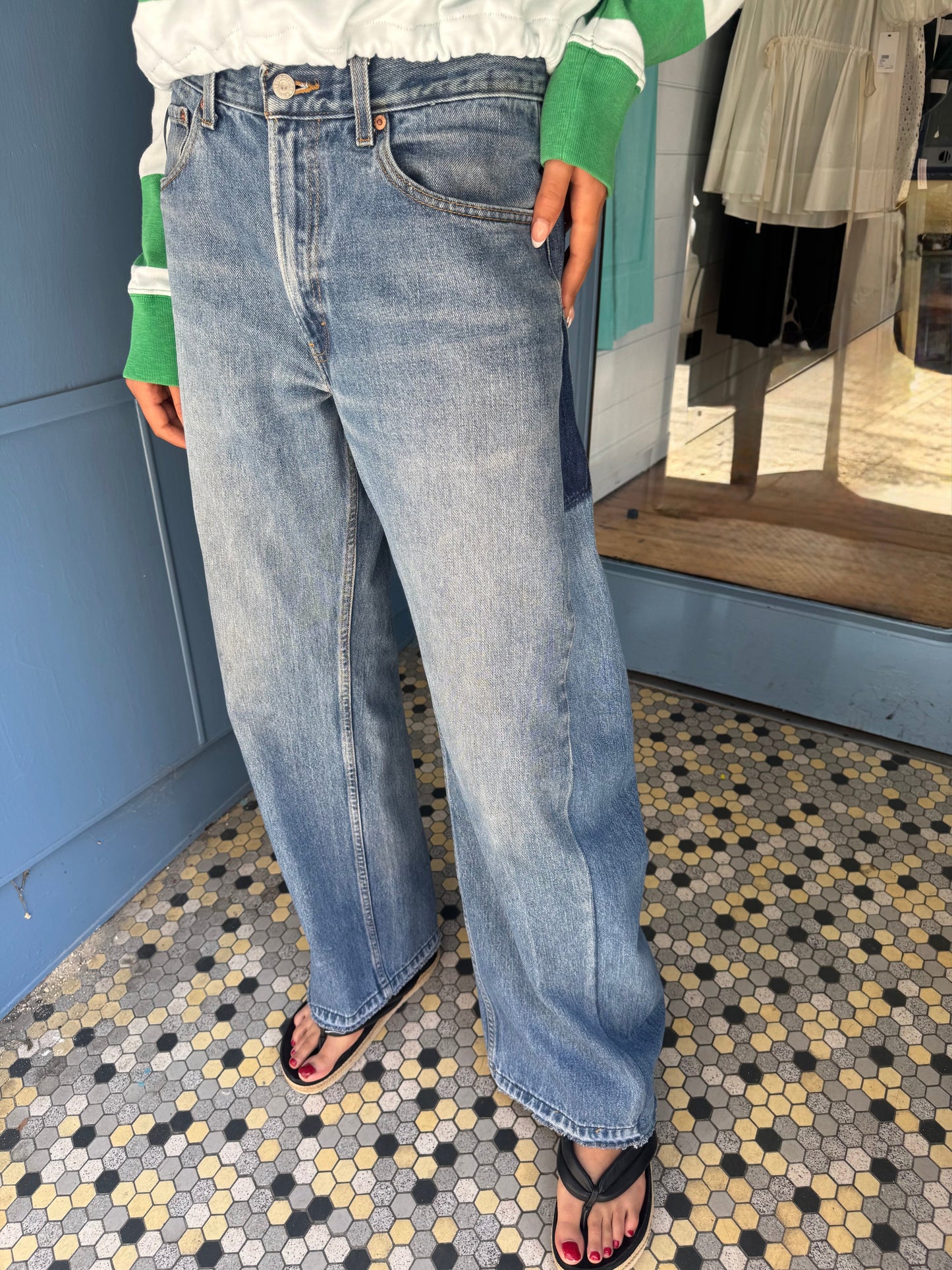 Angel Mid Wash Aged Barrel Upcycled Jean