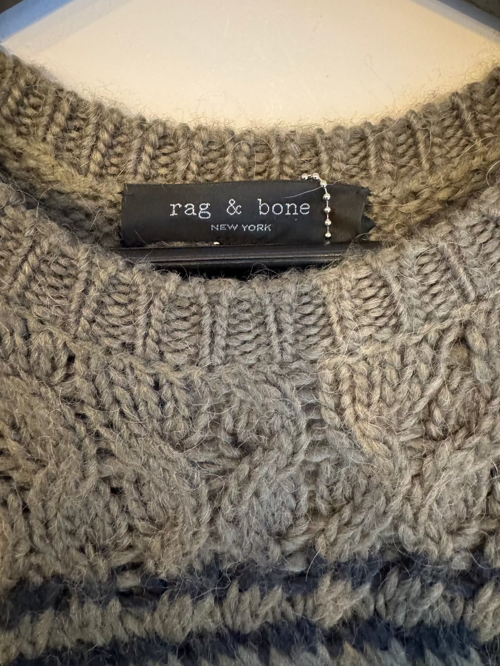 Rag and Bone Khaki Cable Hand Knit