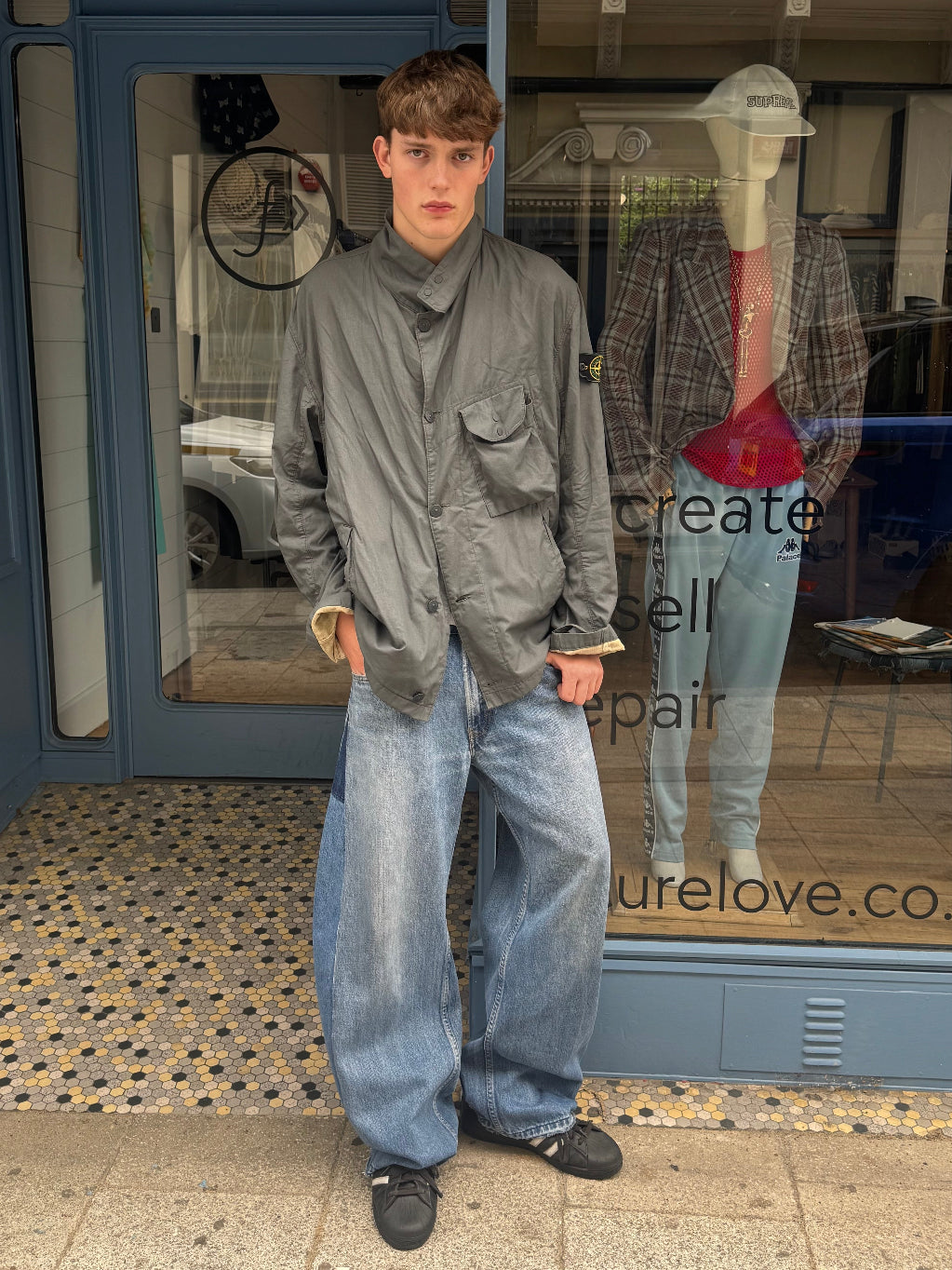 Angel Mid Wash Aged Barrel Upcycled Jean