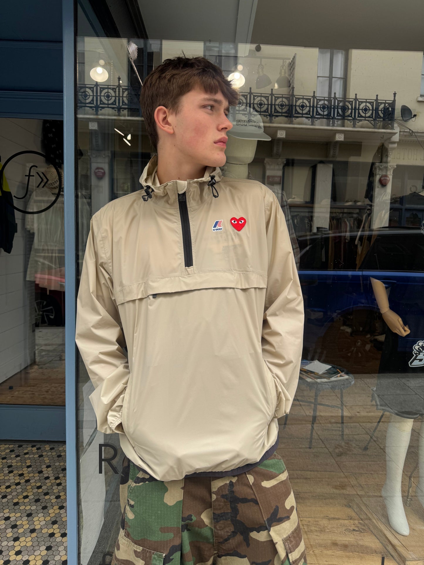 Commes Des Garcons Play X K-Way Stone Pack Away Windbreaker