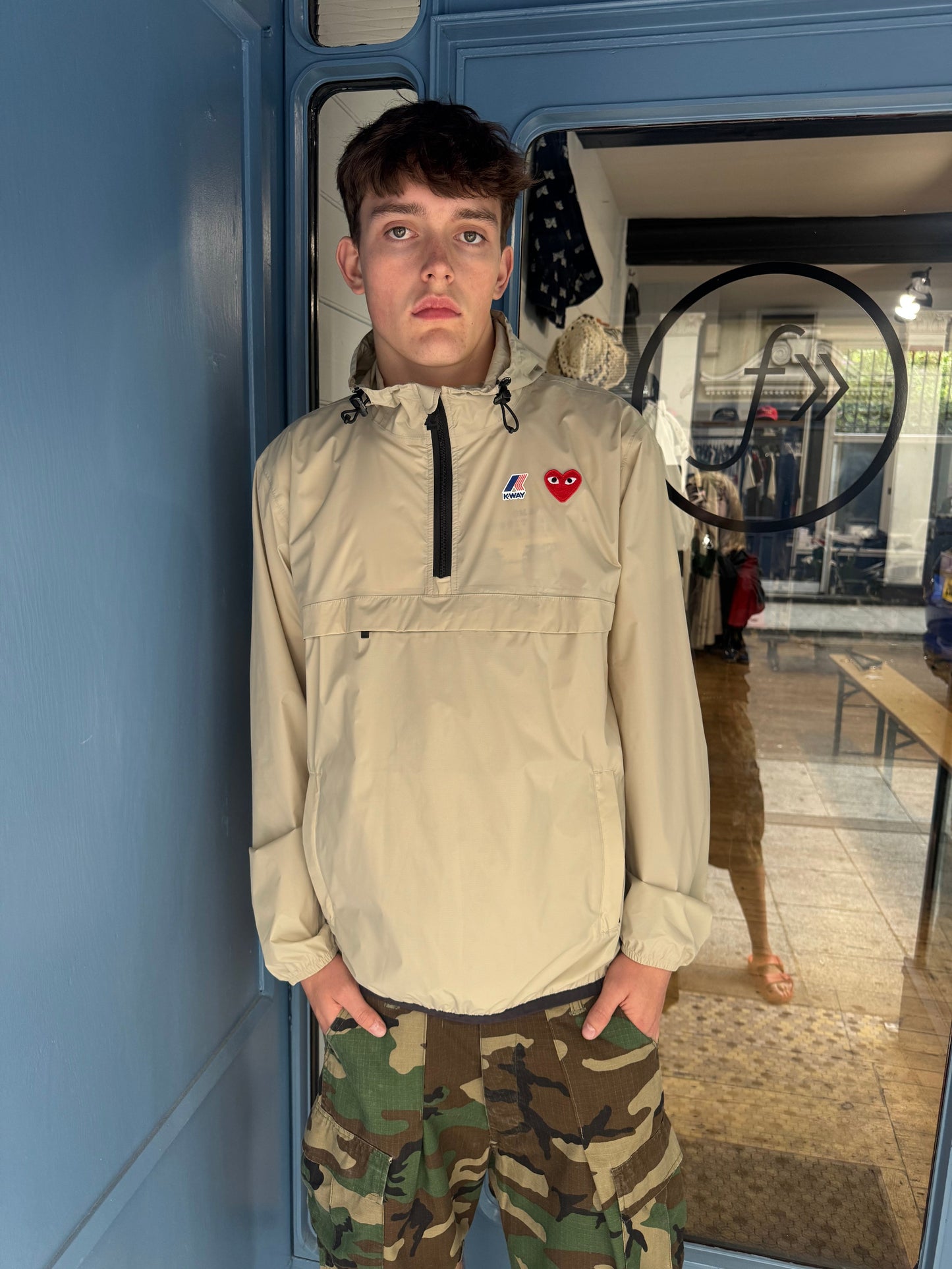 Commes Des Garcons Play X K-Way Stone Pack Away Windbreaker