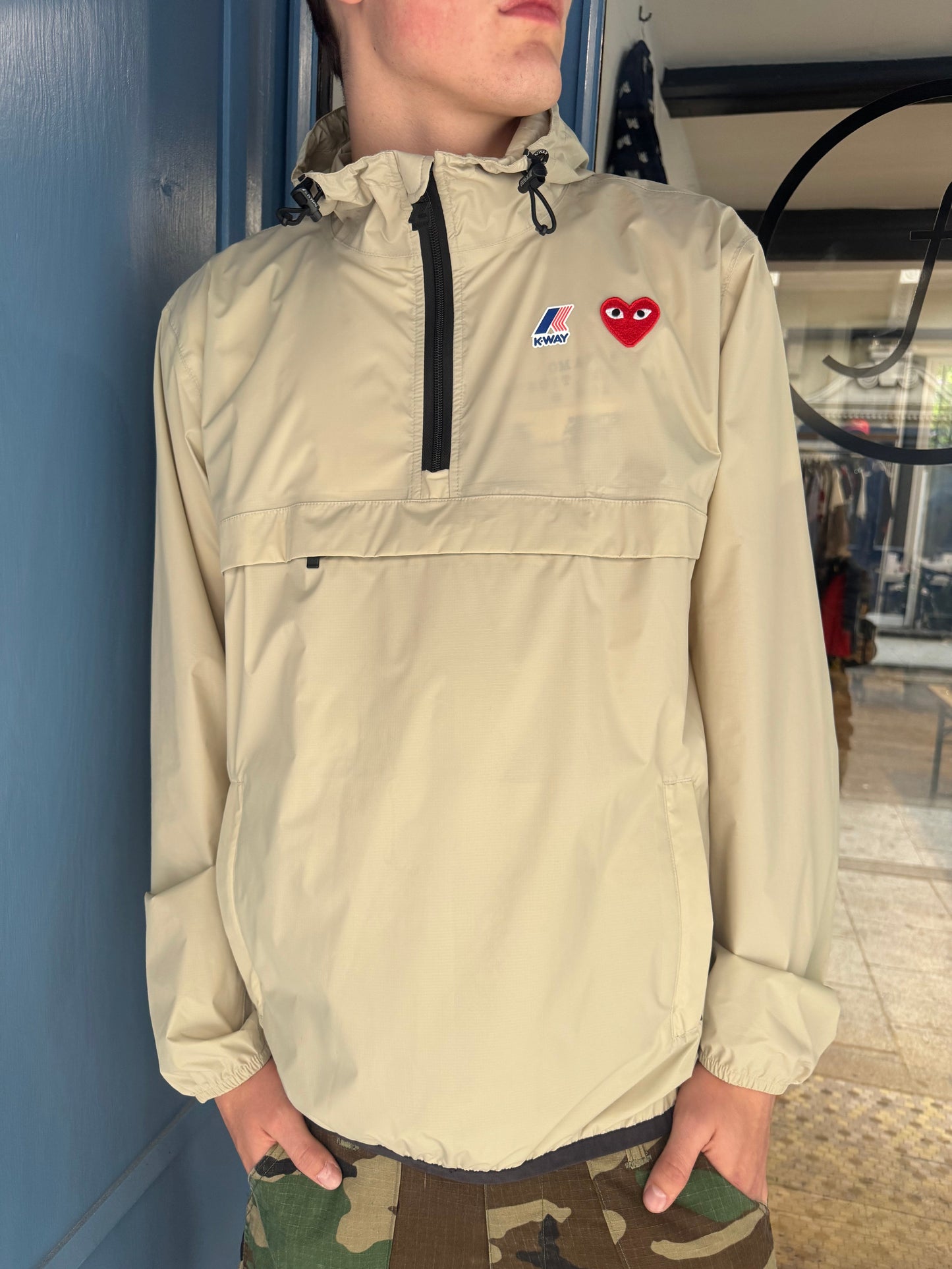 Commes Des Garcons Play X K-Way Stone Pack Away Windbreaker