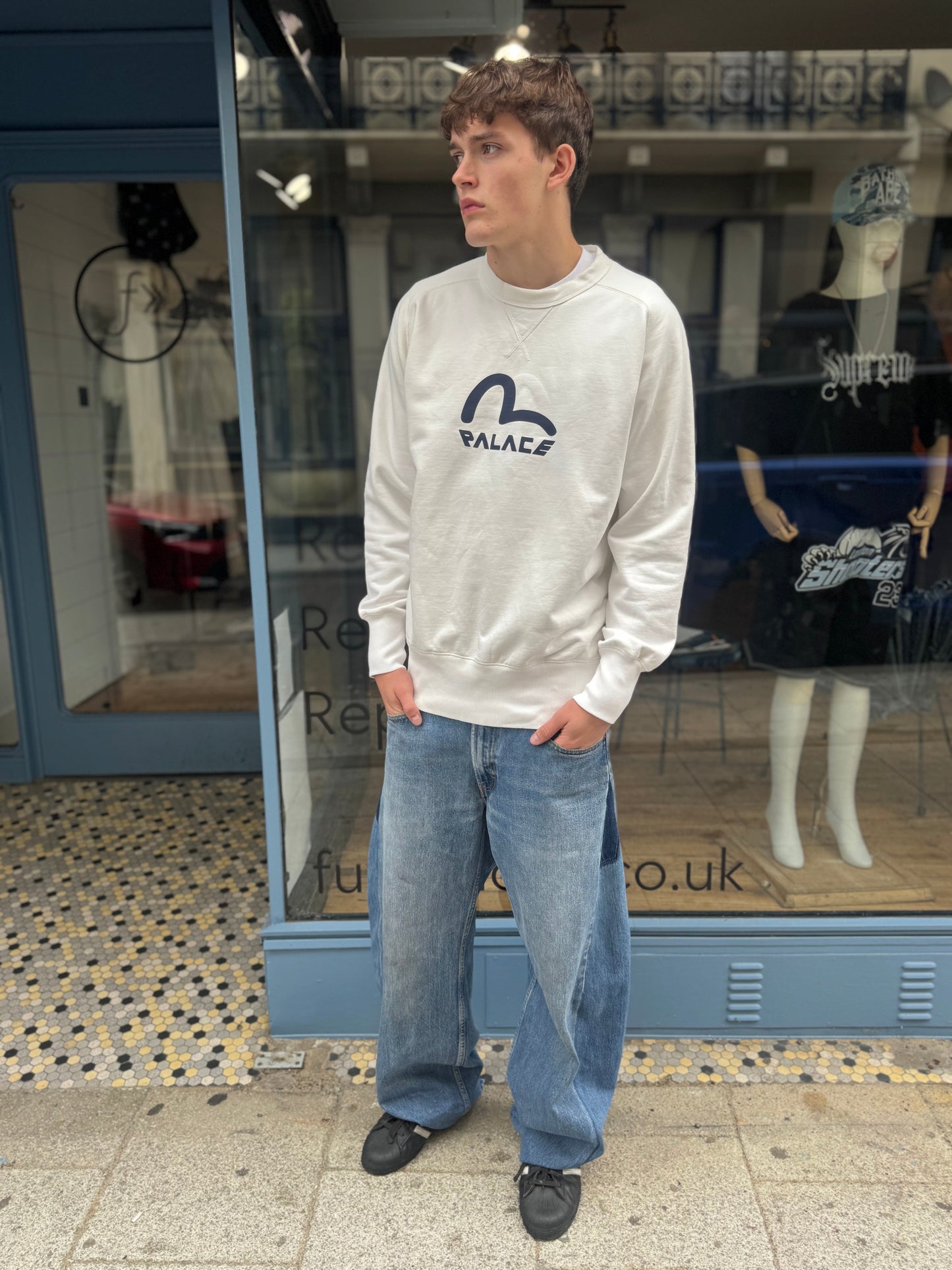Palace X Evisu Ecru/Navy sweatshirt