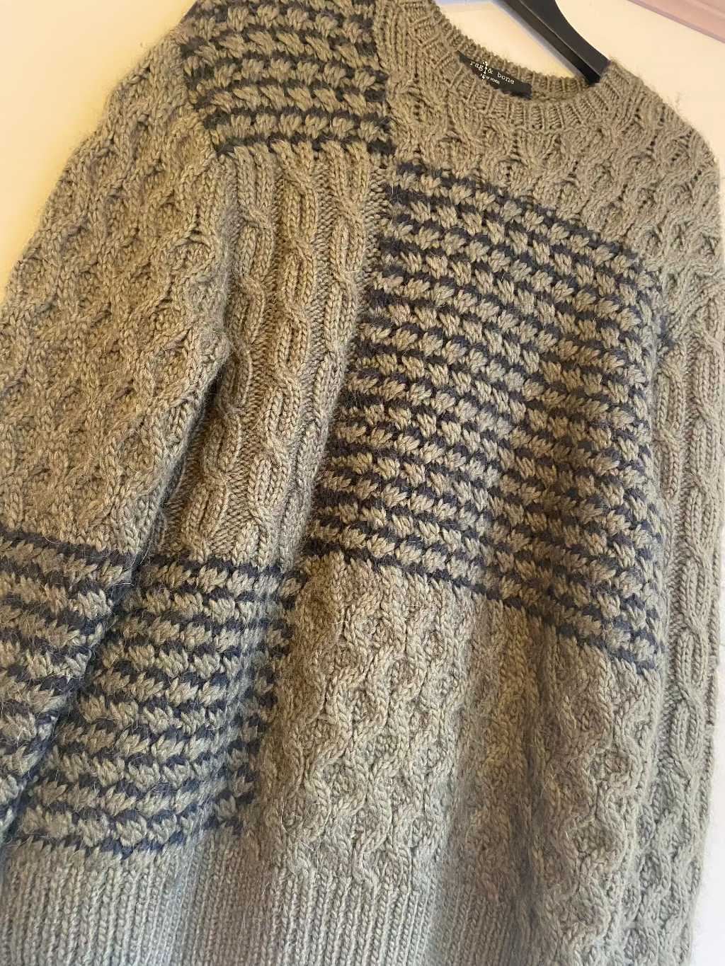 Rag and Bone Khaki Cable Hand Knit