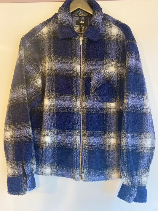 Stussy Blue Check Fleece Jacket