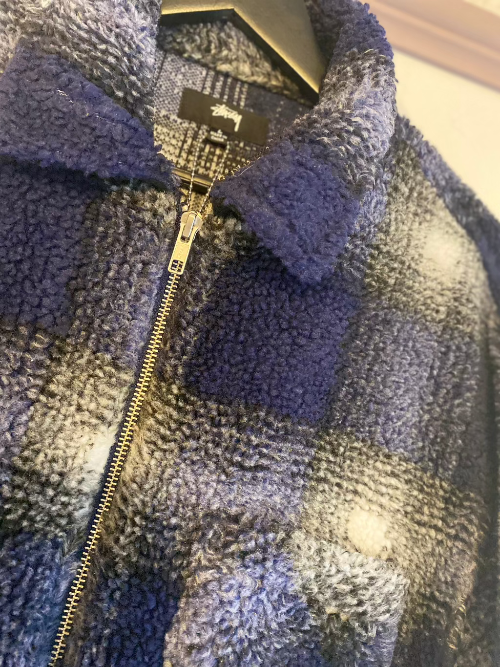 Stussy Blue Check Fleece Jacket