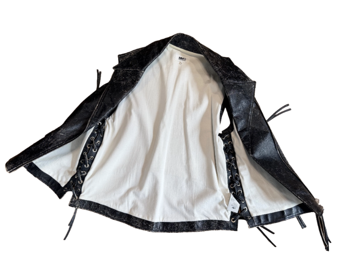 MM6 Maison Margeila black distressed leather gillet