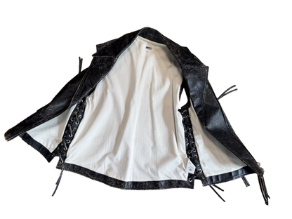 MM6 Maison Margeila black distressed leather gillet