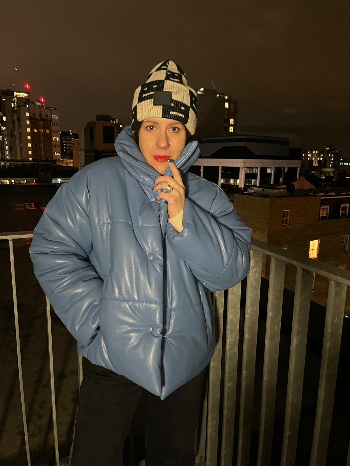 Nanuska Blue Vegan Leather Puffa