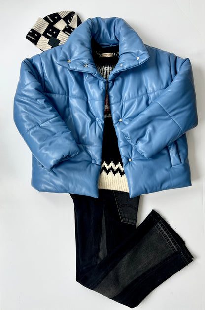 Nanuska Blue Vegan Leather Puffa