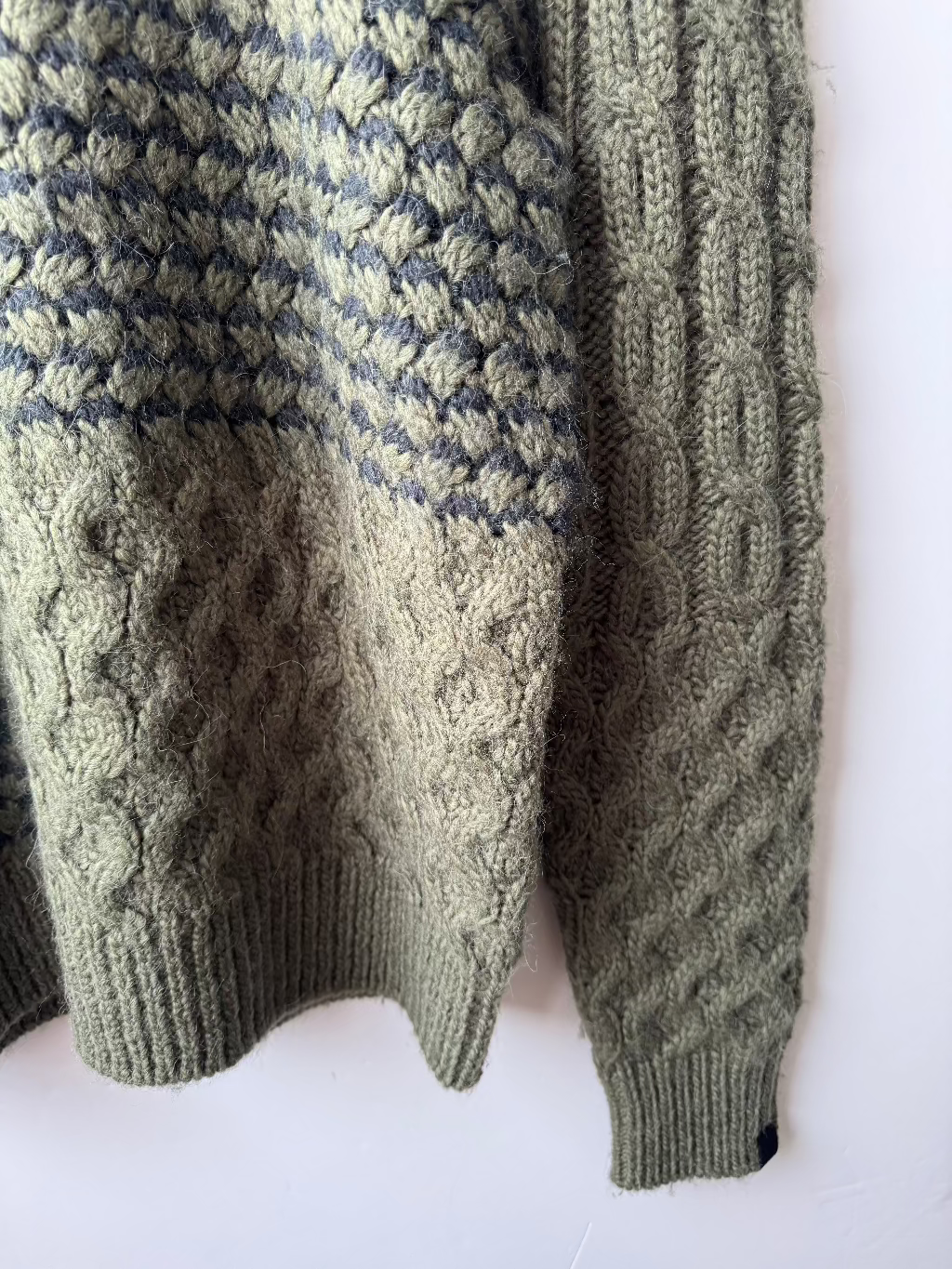 Rag and Bone Khaki Cable Hand Knit