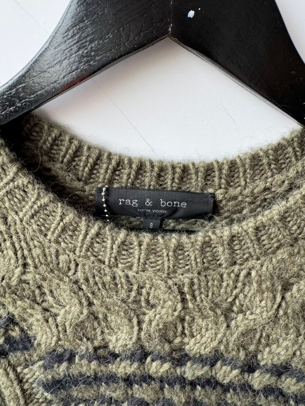 Rag and Bone Khaki Cable Hand Knit