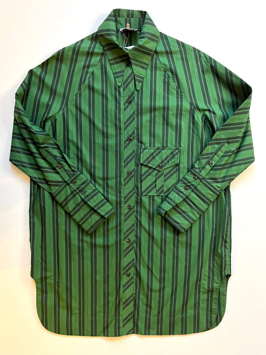 Ganni Green Stripe Shirt.
