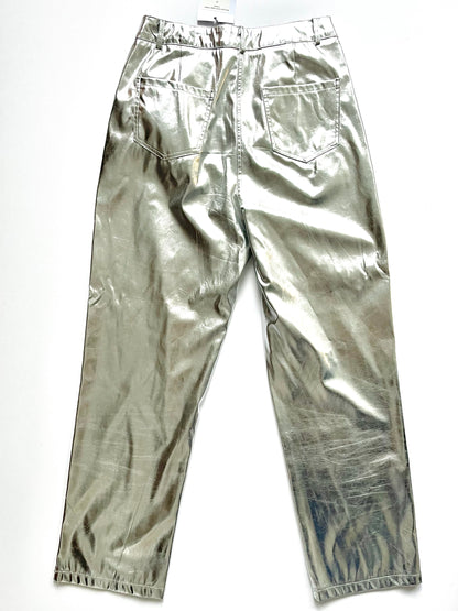 Amy Lynn Silver Vegan Leather Trousers.