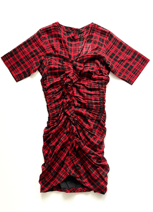 Isabel Marant Etoile Red Black Ruched Dress