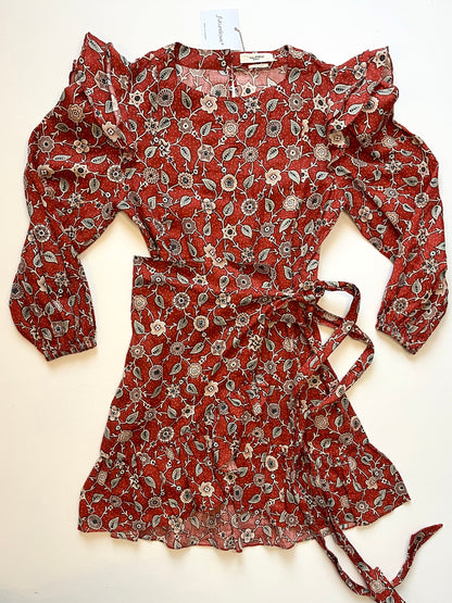 Isabel Marant Etoile Rust Paisley Print Wrap Mini Dress