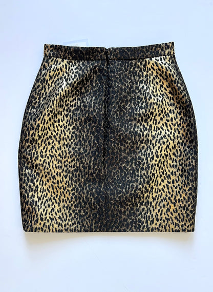 Saint Laurent Leopard Gold Lamé Jacquard Mini Skirt