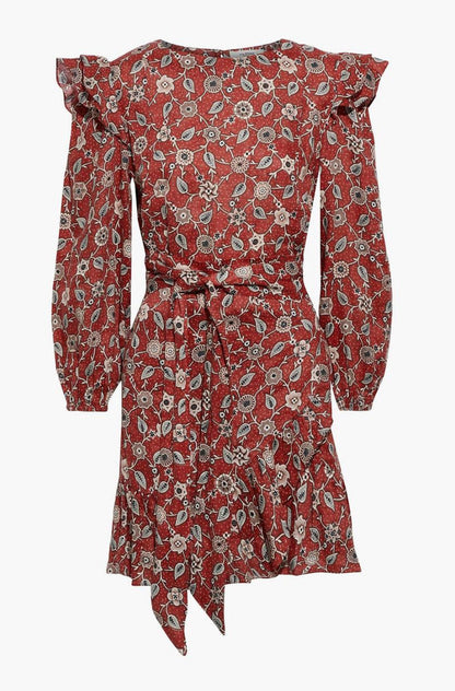 Isabel Marant Etoile Rust Paisley Print Wrap Mini Dress