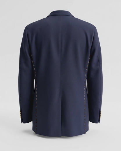 Blaze Burberry Navy Hand Stitched Upcycled Burberry Blazer